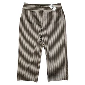 Chico's Sz 2 Womens 12 capri pants Crop Pants Trouser Stretch Brown White Stripe